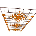 Illuminated Yellow Lanterns Hanging In Overhead Array Against Dark Background Creating Festive Glow 3d model