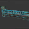 Long Multi Level Building With Yellow Top Railing And Wooden Gray Elements Design