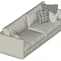 Modern White Two seater Sofa With Black And White Geometric Pattern Gray And White Cushions
