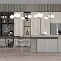 Modern Dining Table and Chair Combination Bar Combination 3d model