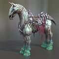 Mythical Skeleton Horse With Ornate Saddle Green Hooves And Red Accents