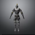 Medieval Knight Armor 3D Model As Battle Weapon With Silver And Gold Accents