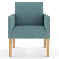 Light Blue Fabric Single Armchair With Armrests And Solid Wooden Legs 3d model