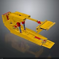Yellow Mechanical Equipment With Extended Arm Red Components And Base