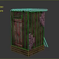 Rustic Wooden Storage Structure With Corrugated Roof Plank Walls And Decorative Door