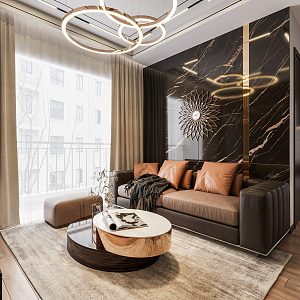 Light Luxury Apartment Living Room Indoor 3d model