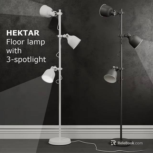 HEKTAR Floor lamp with 3 adjustable spotlights for modern interior lighting 3d model 