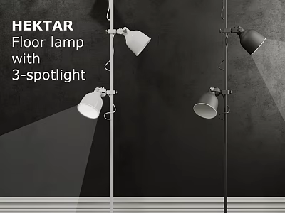HEKTAR Floor lamp with 3 adjustable spotlights for modern interior lighting 3d model