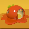Cute Red Tomato Shaped Photo Spot With Dripping Base And Yellow Background