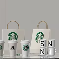 Starbucks Tableware Set With Coffee Cups SN Letter Paper Bags Logo And Handle Design