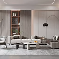 Modern Living Room Interior With Sofas Coffee Tables And Lamps
