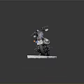 Stylish Black Cruiser Motorcycle Displayed On Gray Stone Slab Against Dark Backdrop