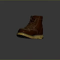 Brown Leather High Top Boots With Yellow Sole And Laces For Daily Use