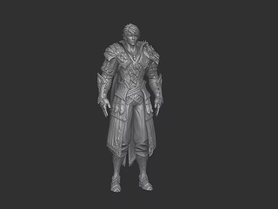 Game Film Character 3D Model With Intricate Armor And Robe Design 3d model