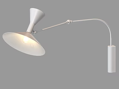 Modern White Wall Lamp With Curved Metal Arm And Round Illuminated Lampshade 3d model