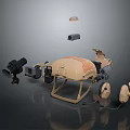 Tactical Weapon Equipment Components Featuring Helmet Optic Sight And Communication Headphones