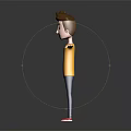 Stylized 3D Character Featuring Brown Hair Yellow T-Shirt Blue Pants Red Shoes And Arms Outstretched