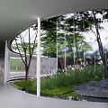 Sumacreek Island Garden Landscape Design with Green Trees Lawn and Modern Entrance
