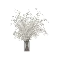 Transparent Glass Vase With White Small Flowers And Slender Branches In Fresh Decorative Style