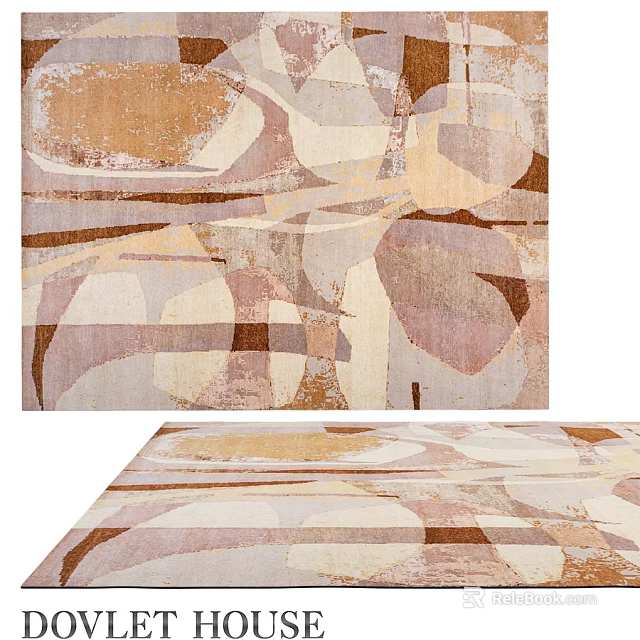 Modern Square Rug With Abstract Geometric Patterns And Soft Tones For Home Decor 3d model 