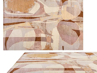 Modern Square Rug With Abstract Geometric Patterns And Soft Tones For Home Decor 3d model