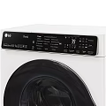 Two Front Load LG Washing Machines With Open Door Control Panel And Time 3d model
