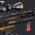 Tactical Assault Weapon With Telescopic Scope Ergonomic Grip And Black Barrel Design