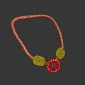 Elegant Braided Gold Necklace With Blue Gemstone And Ornate Decorative Pendants Design