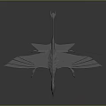 Detailed Gray 3D Rendering of Flying Animal with Extended Wings and Sleek Aerodynamic Structure