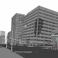 Wireframe Style Detailed Modern Urban Cityscape With Tall Buildings And Street