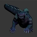 Fantasy Monster With Blue Purple Body Glowing Green Spots Long Tail Sharp Claws And Fangs