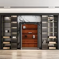 Modern Decorative Cabinet With Marble Backdrop And Illuminated Display Shelves For Elegant Living Room Interior