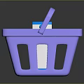 Purple Shopping Basket With Milk Carton For Daily Household Supplies