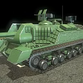 Green Military Tank Vehicle With Long Cannon And Armored Body On Road