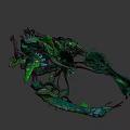 Fantastical Plant Featuring Bioluminescent Green Pink Vibrant Twisted Vines Circular Rings And Decorative Spots