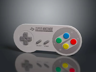 Super Nintendo Classic Retro Gaming Controller with Colored Buttons for Vintage Entertainment 3d model
