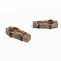 Two Vintage Wooden Storage Boxes With Rustic Metal Latches Design 3d model