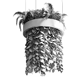 Elegant Modern Hanging Plant Chandelier With Circular Design And Lush Green Leaves