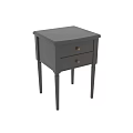 Black Bedside Table With Two Drawers Gold Knobs And Tapered Legs 3d model