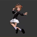 Anime Style Game Movie Character With Brown Short Hair Green Eyes And Dynamic Dancing Pose