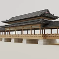 Traditional East Asian Wooden Pavilion With Multi Layered Black Tiled Roof And Stone Pillar Base
