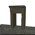 Modern Rustic Brick Archway Scene With Detailed Stone Slab Floor 3d model