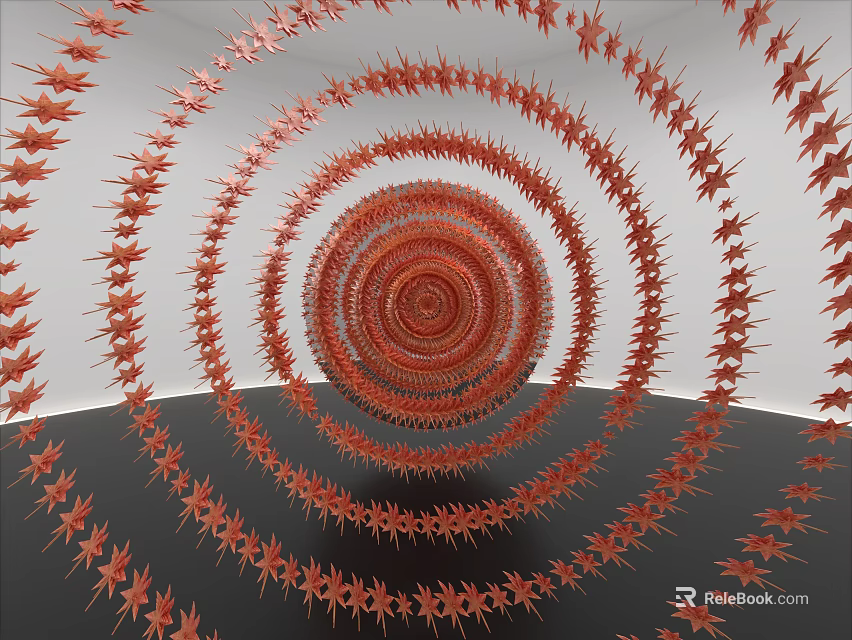 Red Spiral Decorative Ornament Set For Home Decor With Modern Artistic Layered Structure 3d model 