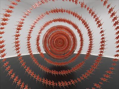 Red Spiral Decorative Ornament Set For Home Decor With Modern Artistic Layered Structure 3d model
