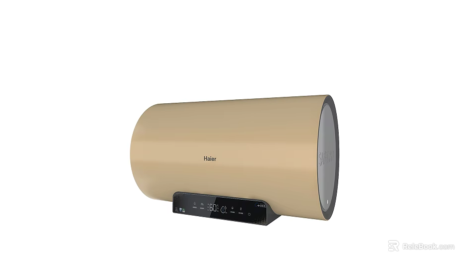 Haier Golden Cylindrical Electric Water Heater with Digital Control Panel for Daily Household Use 3d model 