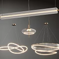 Modern Pendant Lighting Combination Featuring Circular And Linear Designs For Interior Decor 3d model