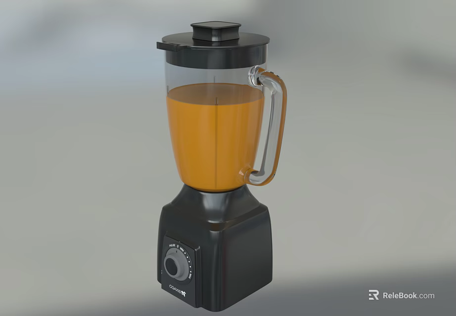 Electric Kitchen Blender With Black Base Transparent Jar And Orange Liquid 3d model 