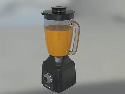 Electric Kitchen Blender With Black Base Transparent Jar And Orange Liquid 3d model