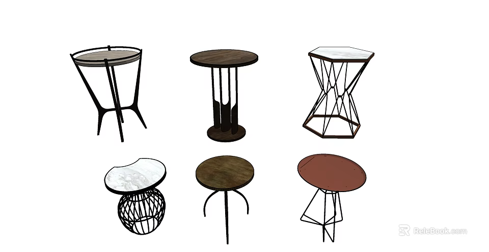 Stylish Round Side Tables With Various Designs And Materials For Home Decor 3d model