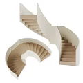 Modern Spiral Stairs Design With Light Colored Steps And Curved Structure 3d model